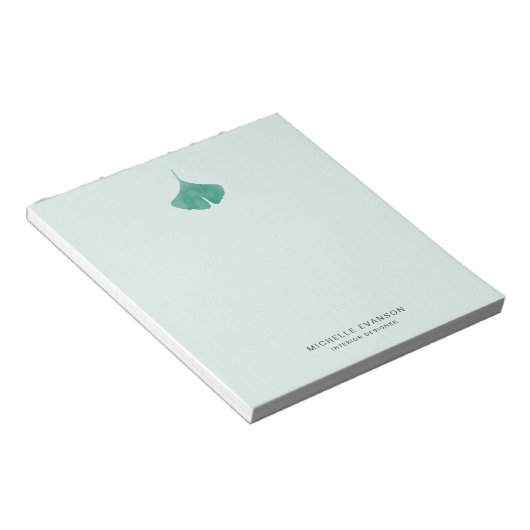 Bloc-note Ginkgo Leaf Logo Mint Vert Simple Nature (Incliné)