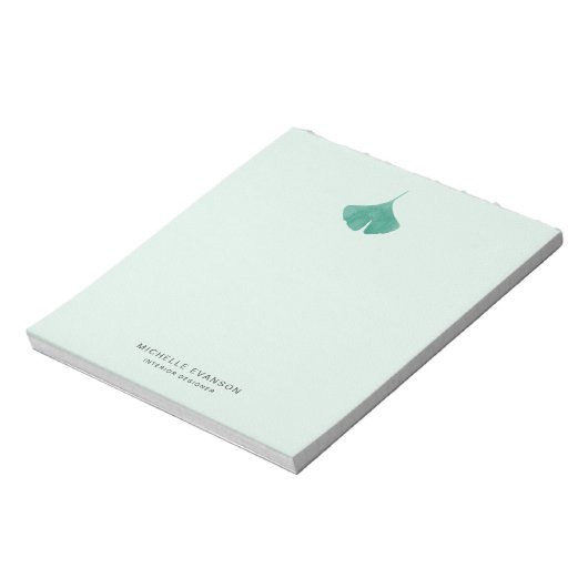 Bloc-note Ginkgo Leaf Logo Mint Vert Simple Nature (Tourné)
