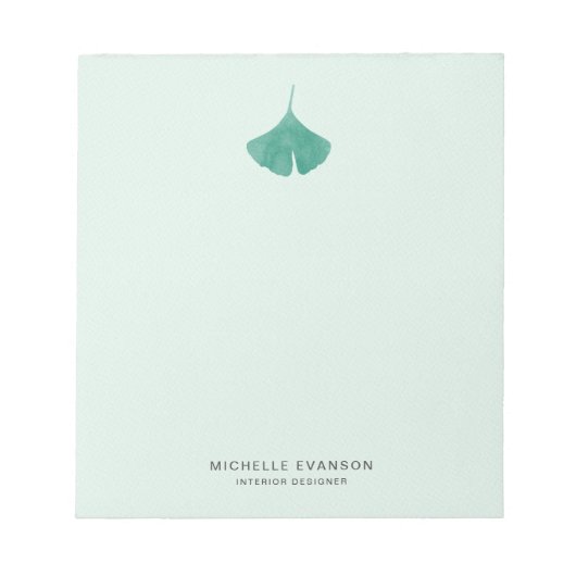 Bloc-note Ginkgo Leaf Logo Mint Vert Simple Nature (Devant)