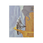 Bloc-note girafe et éléphant dans le safari (Tourné)