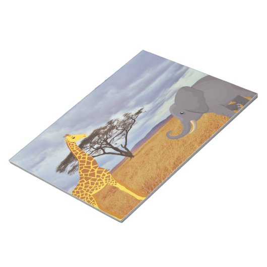 Bloc-note girafe et éléphant dans le safari (Incliné)
