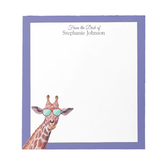 Bloc-note Giraffe Peri violet Monogramme du bureau de (Devant)