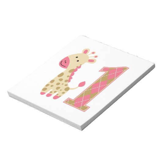 Bloc-note Giraffe rose Premier anniversaire (Tourné)