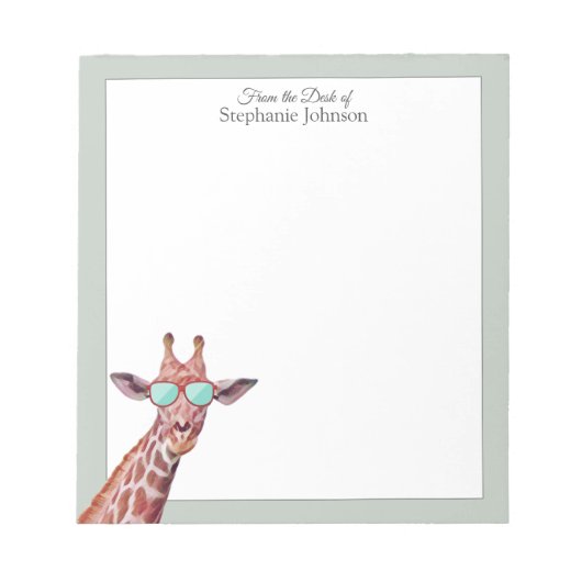 Bloc-note Giraffe Sage Monogramme du bureau du Modèle (Devant)