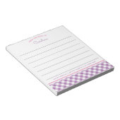 Bloc-note Girly Lavande Violet Et Rose Gingham Script (Incliné)