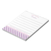 Bloc-note Girly Lavande Violet Et Rose Gingham Script (Tourné)