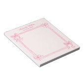 Bloc-note Girly Pink Coquette Bow Personalized Name (Incliné)