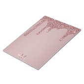 Bloc-note Girly Rose Gold Sparkle Glitter Drips monogram (Incliné)