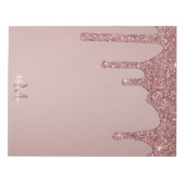 Bloc-note Girly Rose Gold Sparkle Glitter Drips monogram (Devant)
