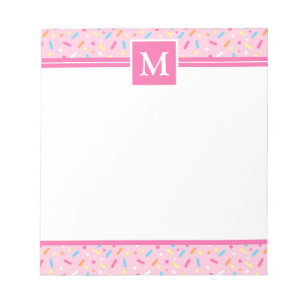 Bloc-note Glacage rose et saupoudrage de beignes multicolore