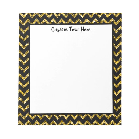 Bloc-note Glam Black Gold Parties scintillant Chevron Stripe (Devant)