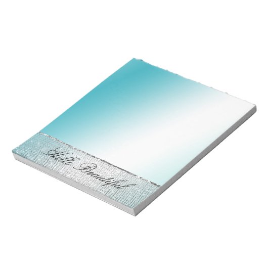 Bloc-note Glam Glitzy Aqua Ombre Sparkle (Tourné)