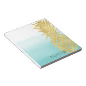Bloc-note Glam Gold Ananas Aqua Aquarelle Ombre (Incliné)