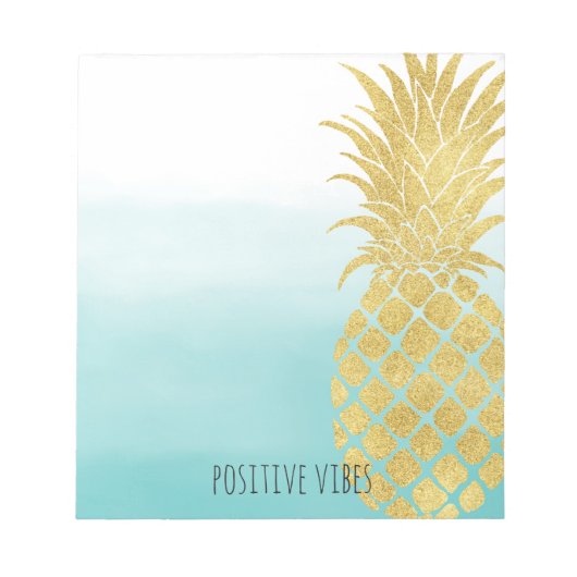 Bloc-note Glam Gold Ananas Aqua Aquarelle Ombre (Devant)