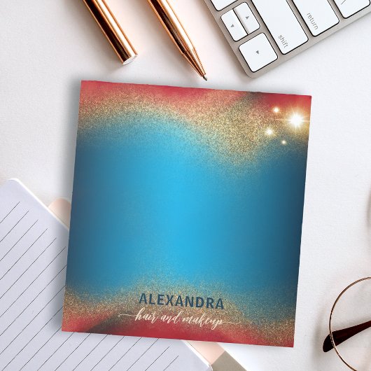 Bloc-note Glam Moderne Rouge Bleu Paillettes Cheveux & Maqui