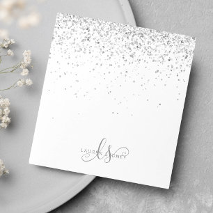 Bloc-note Glam Silver Parties scintillant Nom du monogramme