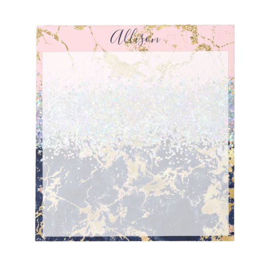 Bloc-note Glitter and marble personalized (Devant)