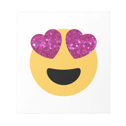Bloc-note glitter heart eye emoji (Devant)