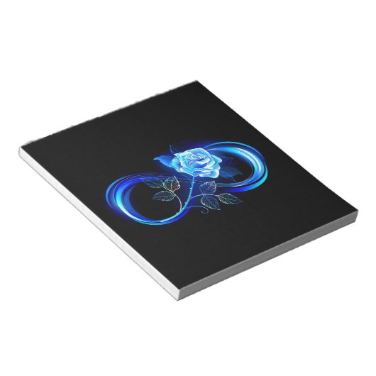 Bloc-note Glowing infinity with blue rose (Incliné)
