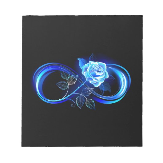 Bloc-note Glowing infinity with blue rose (Devant)