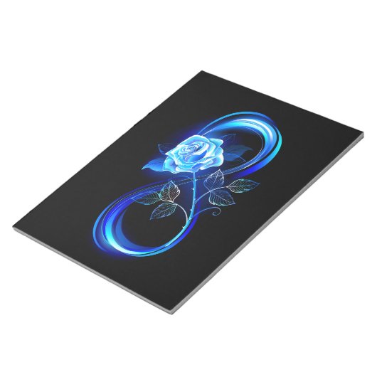 Bloc-note Glowing infinity with blue rose (Incliné)