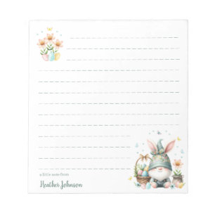Bloc-note Gnome de Pâques à l'aquarelle Personnalisé