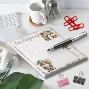Bloc-note Gnome Pastel & Champignon – Dessin Floral de Print