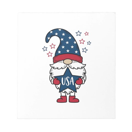 Bloc-note Gnome Patriotique USA Étoile Vectorielle Conceptio (Devant)