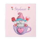 Bloc-note Gnome Whimsical assis dans les Coeurs et Fleurs de (Devant)