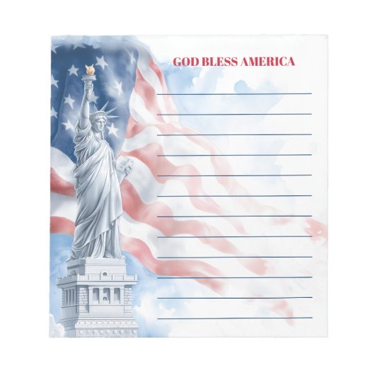 Bloc-note God Bless America Statue of Liberty Lined (Devant)