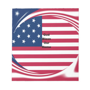 Bloc-note God Bless Our Home : USA Flag Swirl Art