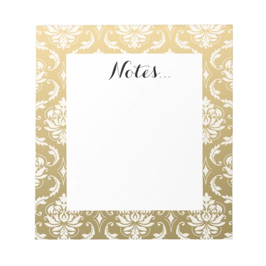 Bloc-note Gold et White Classic Damask (Devant)