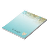 Bloc-note Gold Faux Glitter Aqua Ombre Heart (Tourné)