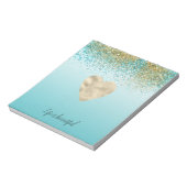 Bloc-note Gold Faux Parties scintillant Aqua Ombre Heart (Tourné)