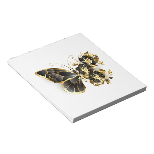 Bloc-note Gold flower Butterfly with Black Orchid (Incliné)