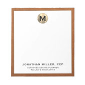 Bloc-note Gold Initial professionnel de luxe (Devant)