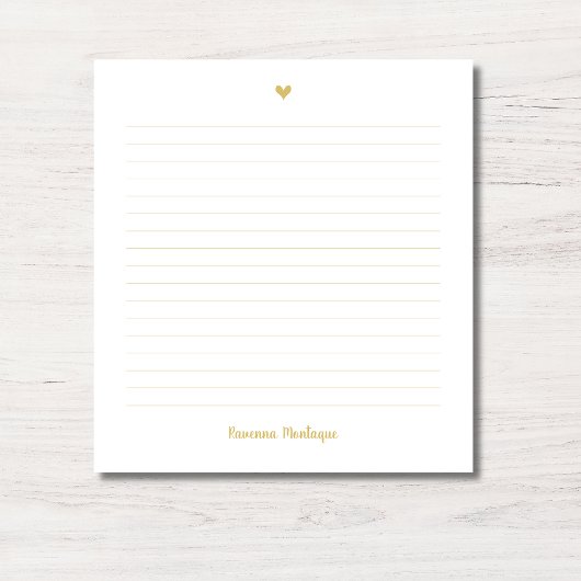 Bloc-note Gold Little Heart Handwritten Name Lined