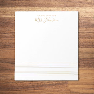 Bloc-note Gold Music Stave Enseignant Notes Script élégant