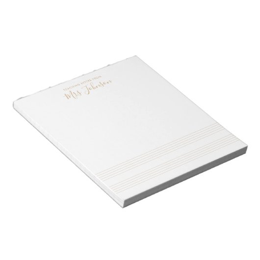 Bloc-note Gold Music Stave Enseignant Notes Script élégant (Incliné)