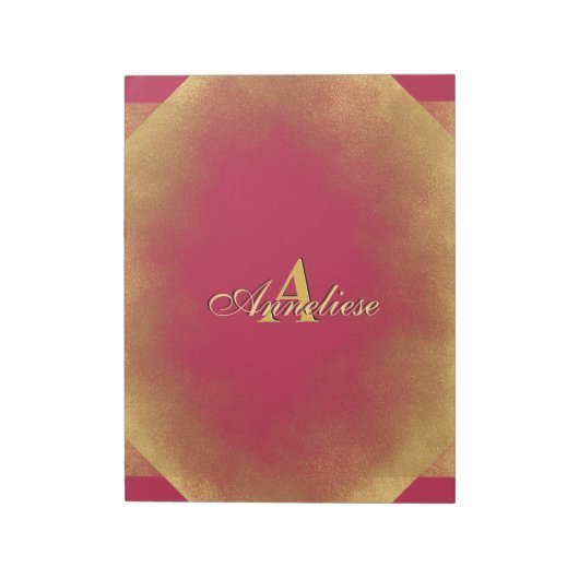 Bloc-note Gold Parties scintillant Viva Magenta Fab Nom pers (Tourné)