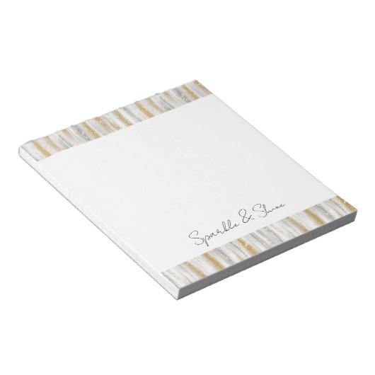 Bloc-note Gold Silver Chic Glam Glitzy Stripes Sparkle (Incliné)