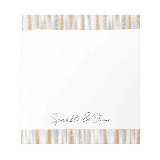 Bloc-note Gold Silver Chic Glam Glitzy Stripes Sparkle (Devant)