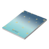 Bloc-note Gold Stars Aqua Blue Ombre devis personnalisé (Tourné)