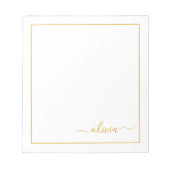 Bloc-note Gold White Modern Script Girl Monogramme Nom (Devant)