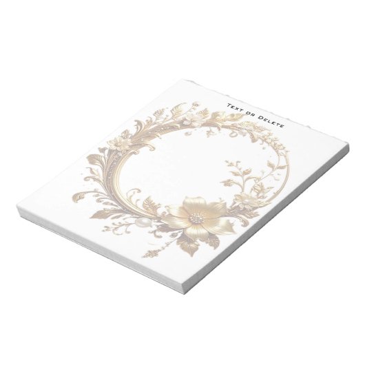 Bloc-note Golden Floral Ornate Frame Notepad (Tourné)
