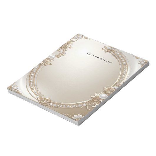Bloc-note Golden Ornate Frame with Pearls Notepad (Tourné)