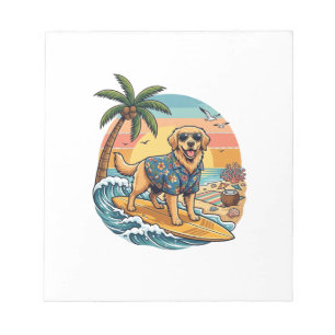 Bloc-note Golden Retriever Chien Surfant Planche de Surf Cou