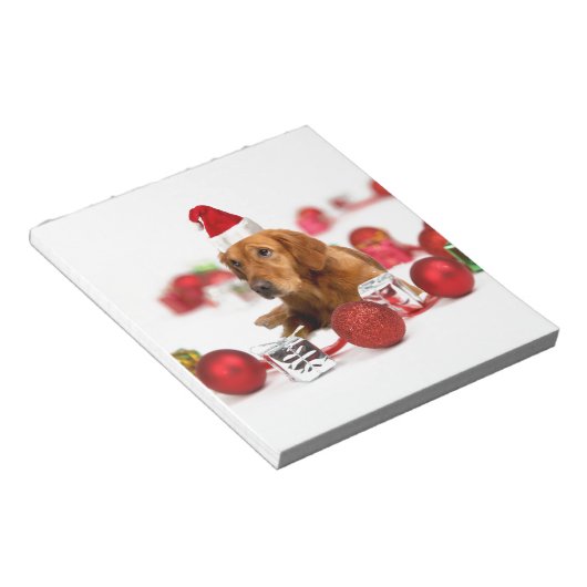 Bloc-note Golden Retriever Chien W Red Santa Chapel Noël (Incliné)