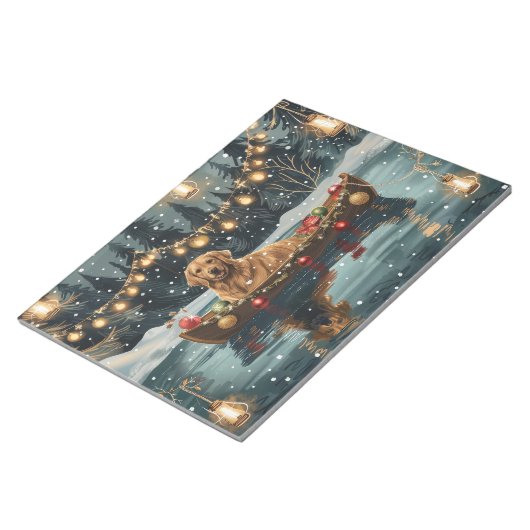 Bloc-note Golden Retriever Noël Festive Voyage (Incliné)