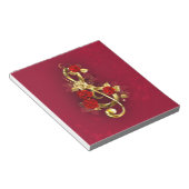 Bloc-note Golden Treble Clef avec fleurs Roses (Incliné)